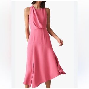 Reiss Cheyenne Bow Back Pink and Off White/Cream Dress | 10